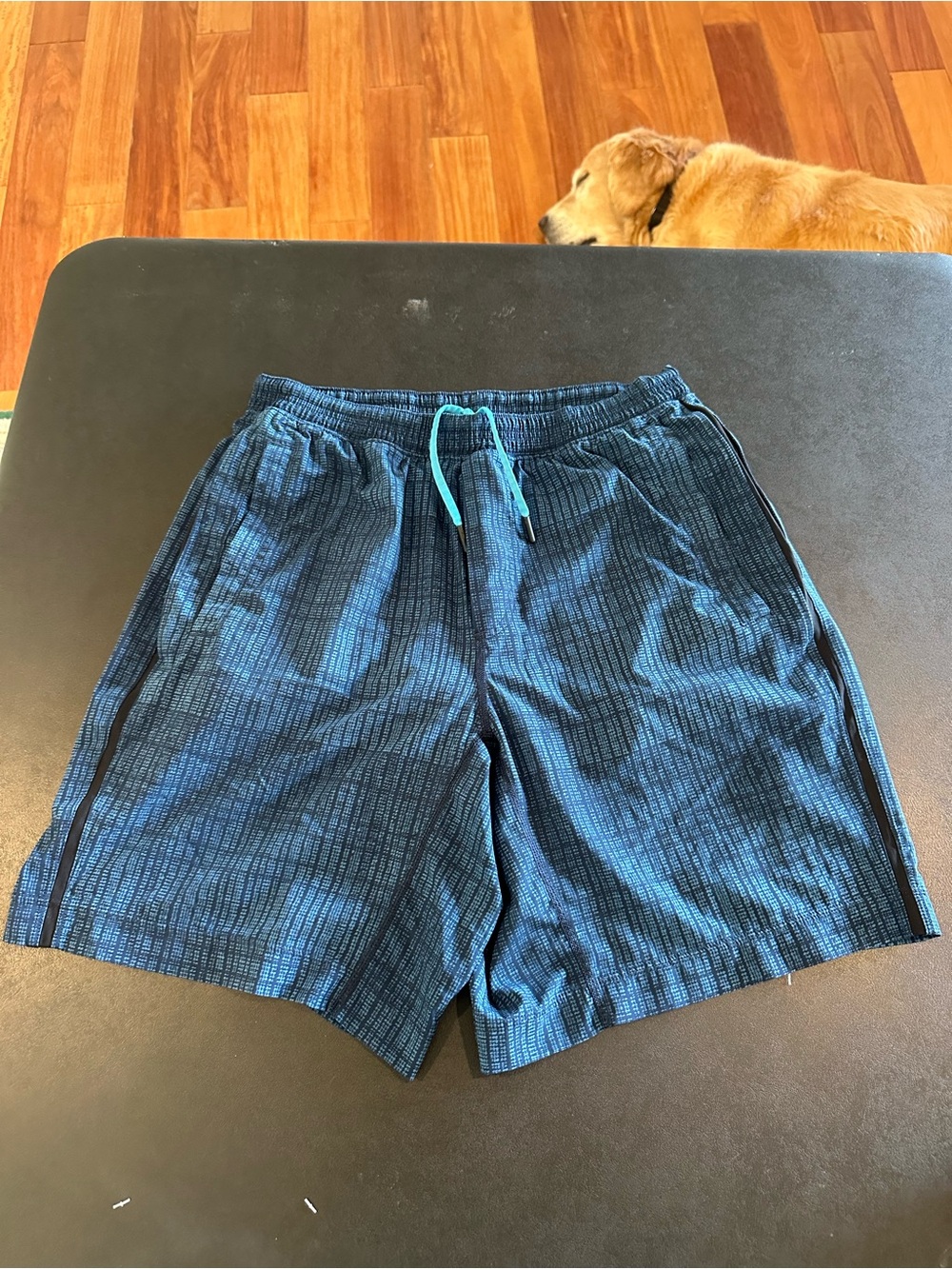 Lululemon 9” Men's Blue Striped Athletic Workout Shorts Size Small